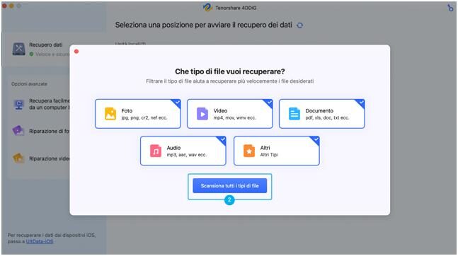 tipo di file da recuperare