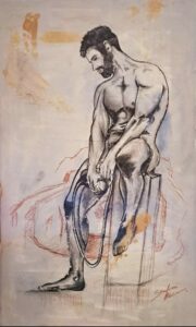 “Davide e Golia” -(2023) – Acrilico su tela (30×50)