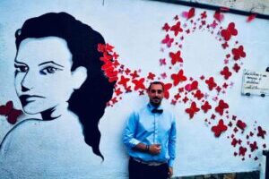 Murales contro la Violenza sulle Donne (2019). Opera realizzata sulla parete esterna della Biblioteca “Donne Bruzie” -Casali del Manco -Pedace (CS)