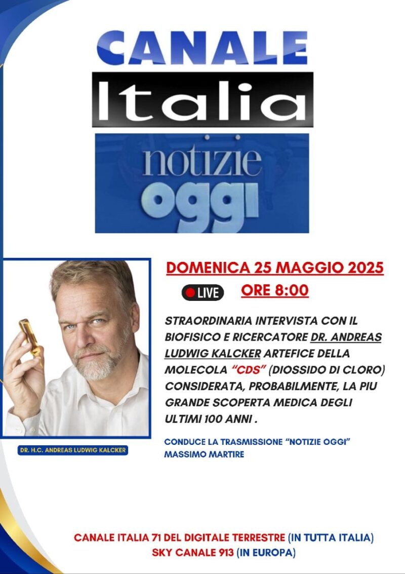 straordinaria intervista al dr andreas kalcker su canale italia focus sulla molecola cds